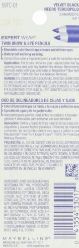 Maybelline New York Expert Wear Twin Brow And Eye Pencils, 101 Velvet Black, 0.03 Ounce (Pack of 2) Maybelline New York
