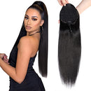 Seelaak 24 Inch Straight Ponytail Hairpiece for Black Women Straight Drawstring Ponytail Human Hair seelaak
