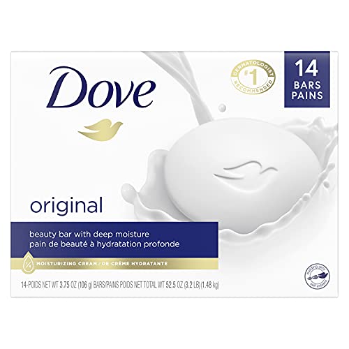 Dove Beauty Bar Gentle Skin Cleanser Moisturizing for Gentle Soft Skin Care Original Made With 1/4 Moisturizing Cream 3.75 oz, 14 Bars Dove