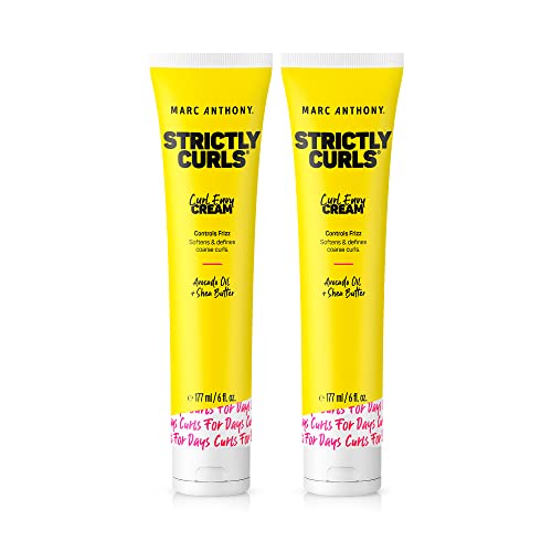 Marc Anthony Strictly Curls Defining Enhancing Cream– Shea Butter Vitamin E Avocado Oil Sulfate Free Anti Frizz Styling Product For Wavy Dry Damaged Curly Hair, Yellow, 2 Count Marc Anthony
