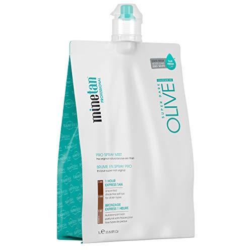 MineTan Spray Tan Solution | Olive Sunless Tanning Solution - For a Natural, Olive Bronze Super Dark Finish, Infused with Powerful Antioxidants & Oils, Salon Professional Formula, Vegan, 33.8 Fl Oz MINETAN BODY.SKIN