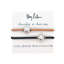 By Lilla Halo Elastic Hair Ties and Bracelets | Set of Two Hair Tie-Bracelets | Hair Accessories for Women | No Crease Hair Ties & Women’s Bracelets | Silver (Nectarine/Brown) By Lilla