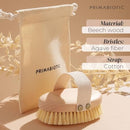 Primabiotic Body Massage Brush with Pouch – Eco-Friendly Product from Europe – Beech Wood & Agave Fibers – Oval Handle with Cotton Strap – Ideal for Dry Massage and Cellulite Reduction Infinity Warehouse