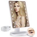 COSMIRROR Lighted Makeup Vanity Mirror with 10X Magnifying Mirror, 21 LED Lighted Mirror with Touch Sensor Dimming, 180°Adjustable Rotation, Dual Power Supply, Portable Cosmetic Mirror (White) COSMIRROR