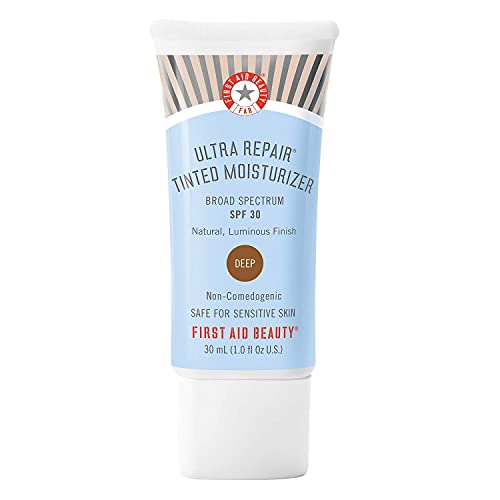 First Aid Beauty Ultra Repair Tinted Moisturizer with SPF 30, Colloidal Oatmeal and Hyaluronic Acid, 1.0 oz. – Deep First Aid Beauty
