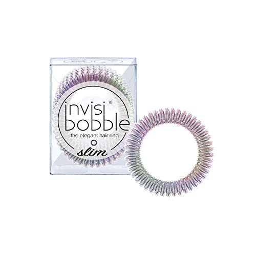 invisibobble SLIM Traceless Spiral Hair Ties - Pack of 3, Vanity Fairy - Strong Elastic Grip Coil Hair Accessories for Women - No Kink, Non Soaking - Gentle for Girls Teens and Thick Hair invisibobble