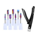 MelodySusie Nail Drill Bits Set with Acrylic Nail Clippers, 7pcs Tungsten Carbide Nail Bits for Nail Drill E-file, 3/32 inch Bits Manicure Pedicure Remover Tools for Acrylic Gel Nails MelodySusie