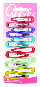 Goody Snap Hair Clips, Girls, Assorted Gel Colors, 12-count, Pack of 1(1942260) GOODY