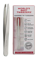 World's Best Tweezers Diamond Tip Tweezer - Diamond Coated Slant Tip Precision Eyebrow Tweezer, Facial & Ingrown Hair Remover - Perfectly Aligned - Grabs Hair From The Root - Stainless Steel Regine Switzerland