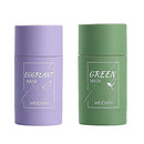 2PCS Green Tea/Eggplant Purifying Clay Stick Mask, Face Moisturizes Oil Control, Deep Clean Pore, Blackhead Remover Acne Deep Cleansing, Improves Skin for Women Men (Green Tea Mask/Eggplant Mask) WEISPO