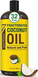 Pure Fractionated Coconut Oil - Big 32 fl oz Bottle - Non-GMO, 100% Natural, Lightweight Massage Oil for Massage Therapy on Skin, Hair, More - Perfect Carrier Oil for Essential Oils Seven Minerals