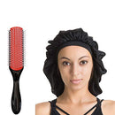 9-Row Cushion Nylon Bristle Black Satin Silk Bonnet Sleep Cap Enjoy Holiday 1981