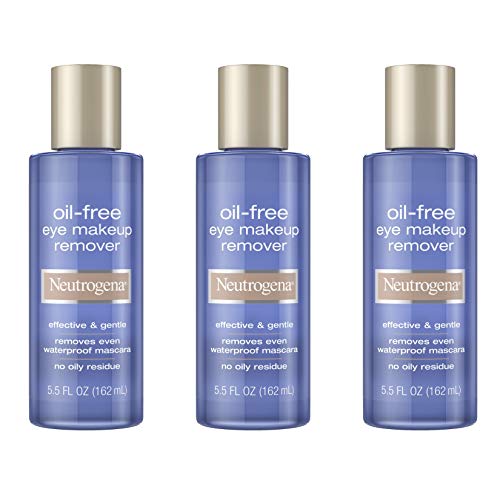 Neutrogena Gentle Oil-Free Eye Makeup Remover & Cleanser for Sensitive Eyes, Non-Greasy Makeup Remover, Removes Waterproof Mascara, Dermatologist & Ophthalmologist Tested, 3 x 5.5 fl. oz Neutrogena