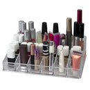 Home Basics 24 Compartment Transparent Plastic Cosmetic Makeup and Nail Polish Storage Organizer Holder for Vanity, Bathroom Counter or Dresser, Clear Home Basics