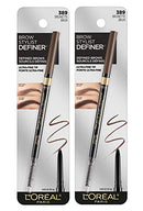 L'Oreal Paris Makeup Brow Stylist Definer Waterproof Eyebrow Pencil, Ultra-Fine Mechanical Pencil, Draws Tiny Brow Hairs and Fills in Sparse Areas and Gaps, Brunette, 0.003 Ounce (Pack of 2) L'Oreal Paris