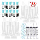 100 PACK 10ml Lip Gloss Tubes with 50 x Silver Caps + 50 x Blue Caps AMORIX