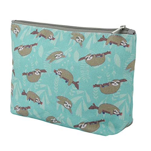 Beautyflier Cosmetic Bag for Women, Cute Makeup Bags Canvas Travel Toiletry Bag Accessories Purse Organizer (Large, Sloth) Beautyflier