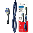 Colgate Keep Soft Manual Toothbrush for Adults with 2 Deep Clean Floss-Tip Brush Heads, Navy Colgate