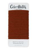 Heliums Auburn Skinny Seamless 6mm Medium Hold Soft Nylon Fabric Rolled Ponytail Holders for Redheads - 18 Hair Ties Heliums