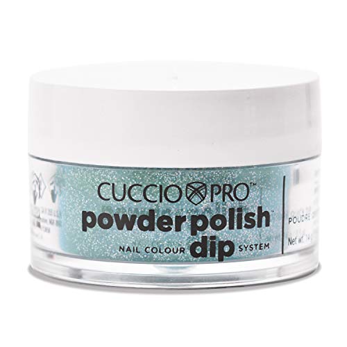 Cuccio Green Glitter with Blue Undertones Dipping Powder 14g Cuccio
