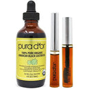 PURA D’OR Organic Jamaican Black Castor Oil (4oz) 100% Pure USDA Organic - Cold Pressed - For Lashes, Brows, Skin & Hair - Promotes Thicker Eyebrows, Eyelashes & Healthier Skin With Bonus Brush Kits PURA D'OR