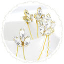 Asooll Bride Wedding Hair Pin Flower Bridal Head Clip Rhinestone Crystal Headpiece for Women and Girls(5pcs)(Gold) Asooll
