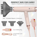 slopehill Professional Ionic Hair Dryer, High-Speed Blow Dryer with Brushless Motor for Salon Use, Lightweight Compact Hairdryer for Travel, Low Noise Quiet for Home, Ceramic Pink Infinity Warehouse