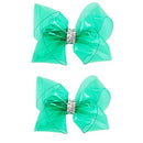 2Pcs Waterproof Jelly Hair Bow on Clip - Girls (B3 - 4" Green bow, 4 Inch Bow) J&J Boutiques