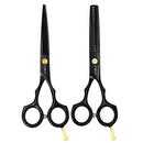 VANELC Hair Cutting Scissors Set 6 Inch, Hair Thinning Scissors, Professional Barber Sharp Hair Scissors and Household Hairdressing Shears Kits Hair Shear Set for Cutting Styling Hair (2pcs, Black) VANELC