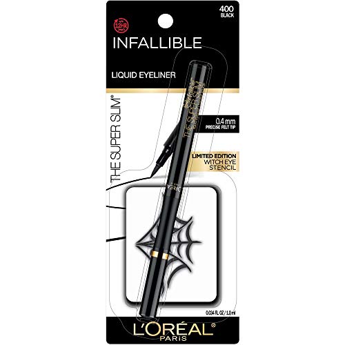 L'Oréal Paris L'Oreal Cosmetics Makeup Infallible Super Slim Liquid Eyeliner With Limited Edition Easy To Use Witch Eye Stencil Black, Halloween kit, 1 Count L'Oreal Paris