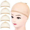 FANDAMEI Wig Cap, 4PCS Light Brown Mesh Wig Cap Net, Closed End Hair Mesh Net Wig Caps, Liner Weaving Caps for Women, Men, Kids Fandamei