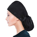 ABAMERICA Working Cap with Button Long Hair, Adjustable Working Hat Ponytail Holder, Tie Back Hats for Women, One Size (C03-1 Pack: Ponytail Black) ABAMERICA