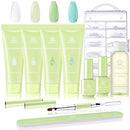 Makartt Poly Nail Gel Kit Gel Nail Kit Green Nail Extension Kit Hard Gel for Nails with Slip Solution Beauty Gift Sets Gel Nail Builder St. Patrick's Day Clear White Jelly Green Colors All-in-one Set Makartt