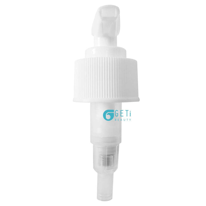 GETi Beauty Liquid Dispenser Pump - 12 Pack Teardrop Ribbed Collar - Lotion, Liquid, Soap, Disinfectant, Shampoo and Conditioner Bottles Ideal for Home or Office Use 28/410 2cc output. Geti Beauty