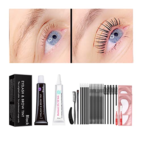 Black Lash Tint Kit, Keratin Black Eyelash Dye and Eyebrow Tint, 6 Week Voluminous Brow Tint, Tinting Look For Lash Perm/Lift/Lamination Treatment (Black Eyelash Tint Kit Only) Libeauty