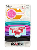 Scunci No-Slip Grip Strong-Hold Jelly Ponytailers, Pink, Purple, Teal & Black, 14 Count Scunci