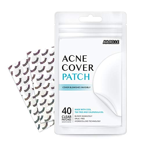 Avarelle Pimple Patches (40 Count) Hydrocolloid Acne Patches, Acne Spot Treatment for Blemishes and Zit with Tea Tree Oil, Calendula Oil and Cica Oil for Face, Vegan, Cruelty Free Certified (40 PATCHES) AVARELLE