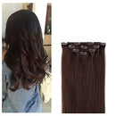 20" Hair Extensions Clip in Human Hair for Women - Silky Straight Remy Real Long Human Hair Clip on 75grams 4pieces Dark Brown