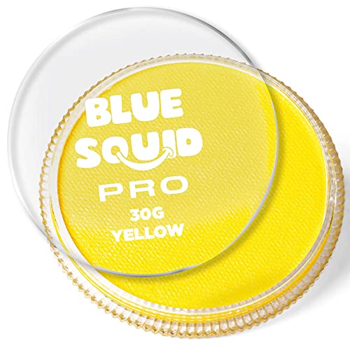Blue Squid PRO Face Paint - Classic Yellow (30gm), Superior Quality Professional Water Based Single Cake, Face & Body Makeup Supplies for Adults, Kids & SFX Blue Squid