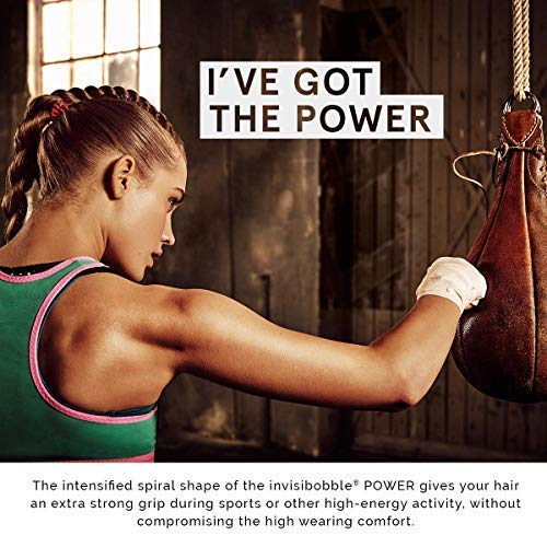invisibobble Power Traceless Spiral Hair Ties - Pack of 3 Crystal Clear - Strong Elastic Grip Coil Hair Accessories for Active Women - No Kink, Non Soaking - Gentle for Girls Teens and Thick Hair invisibobble