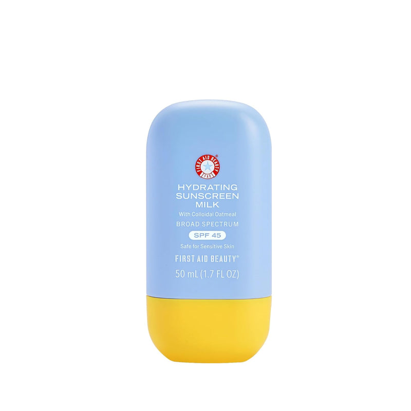 First Aid Beauty Hydrating Sunscreen Milk with Colloidal Oatmeal SPF 45 | Broad Spectrum | Non-comedogenic | Helps Nourish Skin | with Organic UV Filters & Glycerin | 24-hour Hydration | 1.7 oz Infinity Warehouse