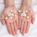 Asooll Bride Wedding Hair Pin Flower Bridal Head Clip Rhinestone Crystal Headpiece for Women and Girls(Gold) Asooll