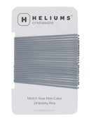 Heliums Gray Extra Long Curved Color Match Enamel Bobby Pins, 2.5 Inch Flat, Easier Open, Gentle to Medium Hold - 24 Count Heliums