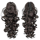 SWACC 12-Inch Short Screw Curls Claw Clip Ponytail Extensions Synthetic Clip in Drawstring Curly Ponytail Hairpiece Jaw Clip Hair Extension (Natural Color Close to Black-2