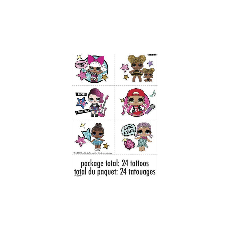 Unique LOL Surprise! Party Tattoo Sheets, 24 Ct. Unique