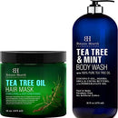 Botanic Hearth Tea Tree Hair Mask (16 oz each) and Tea Tree & Mint Body Wash (16 oz each) Bundle Botanic Hearth