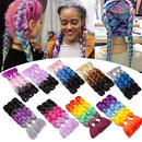 Jumbo Braiding Hair Ombre 24 inch Jumbo Braid Hair Extensions Rainbow Jumbo Box Braids Crochet Hair Long for Women Kids DIY High Temperature Synthetic Fiber 4 Tones Purple+Blue+Yellow+Orange 3 Bundles Benehair