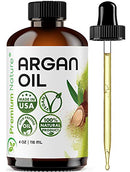 Argan Oil Organic, Virgin, 100% Pure, Cold Pressed Argon Oil Serum For Hair Stimulate Growth for Dry and Damaged Hair. Argan Oil for Skin Body Moisturizer. Nails Protector 4 oz Premium Nature
