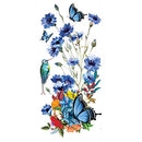 Supperb Temporary Tattoos - Hand drawn Watercolor Painting Bouquet of Summer Flowers butterflies hummingbird (Set of 2) Supperb