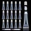 50PCS Matte Silver Lip Gloss Tubes 10ml Empty Lip Gloss Containers Lip Balm Tubes Refillable Cosmetic Squeeze Tubes for Lip Gloss Base Glitter with 2 x Syringes + 28pcs Tag Labels Stickers AMORIX
